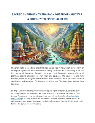 Sacred Chardham Yatra Package from Haridwar: A Journey to Spiritual Bliss