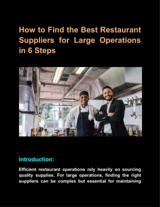 How to Find the Best Restaurant Suppliers for Large Operations in 6 Steps