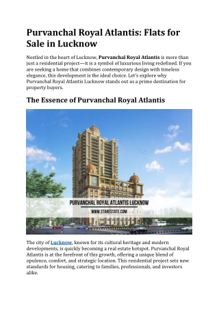 Purvanchal Royal Atlantis | Flats in Lucknow