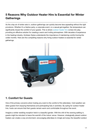 5 Reasons Why Outdoor Heater Hire Is Essential for Winter Gatherings