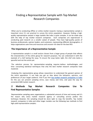 Finding a Representative Sample with Top Market Research Companies