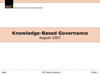Knowledge-Based Governance August 2007