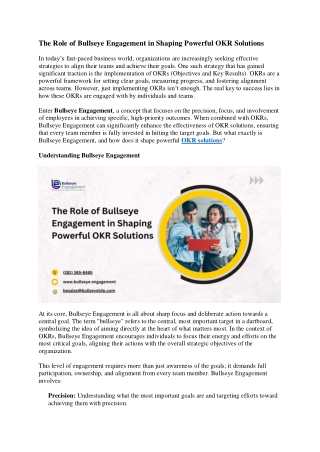 The Role of Bullseye Engagement in Shaping Powerful OKR Solutions