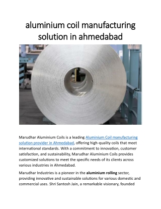 aluminium coil manufacturing solution in ahmedabad