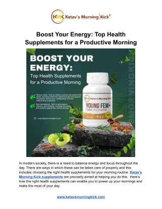 Boost Your Energy: Top Health Supplements for a Productive Morning