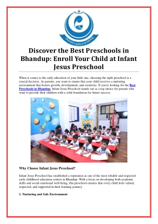 Discover the Best Preschools in Bhandup for Your Child's Early Education