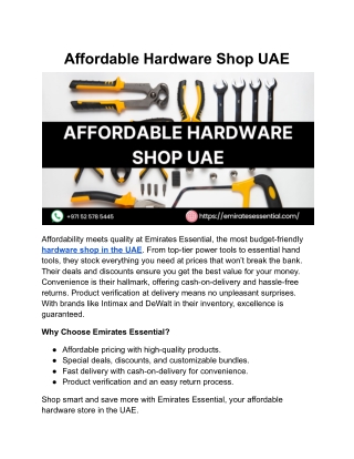 Affordable Hardware Shop UAE