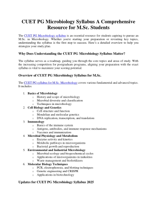 CUET PG Microbiology Syllabus A Comprehensive Resource for M.Sc. Students