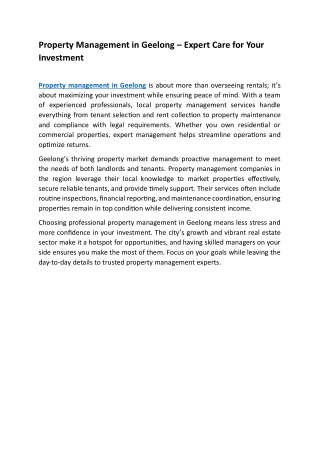 Property Management in Geelong
