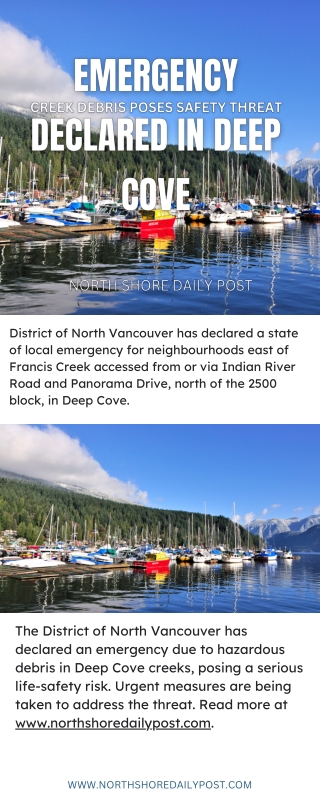 Emergency Declared in Deep Cove - Creek Debris Poses Safety Threat