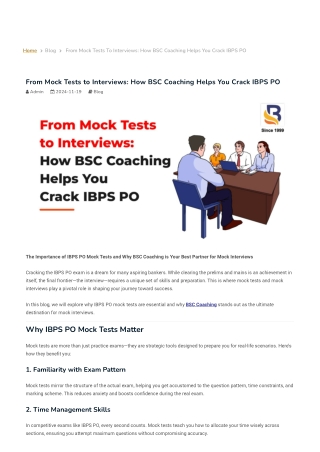 The Importance of IBPS PO Mock Tests and Why BSC Coaching is Your Best Partner for Mock Interviews