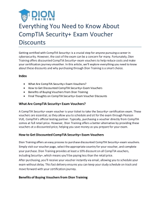 Everything You Need to Know About CompTIA Security  Exam Voucher Discounts