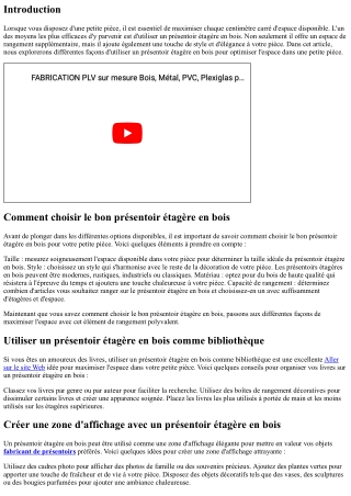 Comment maximiser l'espace avec un présentoir étagère en bois dans une petite pi