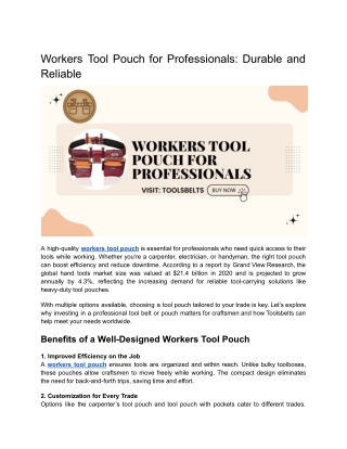 Workers Tool Pouch for Professionals