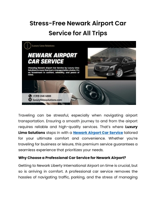 Timely Newark Airport Car Service for Busy Travelers