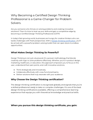 Why Becoming a Certified Design Thinking Professional is a Game-Changer for Prob