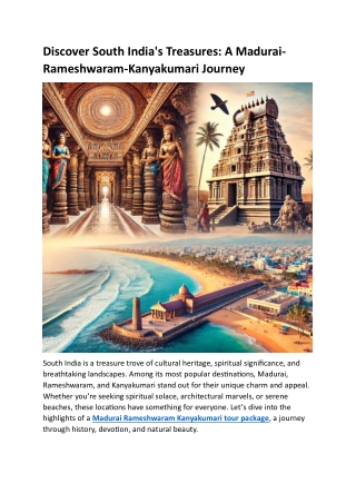 Discover South India's Treasures  A Madurai-Rameshwaram-Kanyakumari Journey