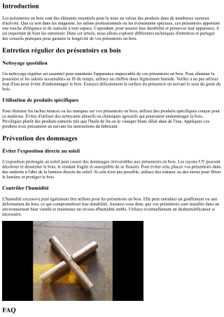 Entretien et Durabilité des Présentoirs en Bois