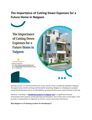 The Importance of Cutting Down Expenses for a Future Home in Naigaon