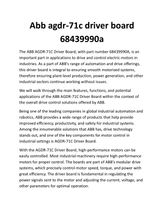Abb agdr-71c driver board 68439990a