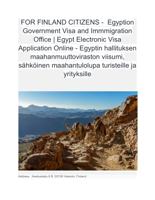 FOR FINLAND CITIZENS -  Egyption Government Visa and Immmigration Office _ Egypt Electronic Visa Application Online - Eg