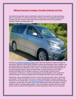 Efficient Transport in Antigua The Role of Rentals and Taxis