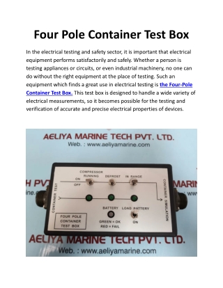 Four Pole Container Test Box