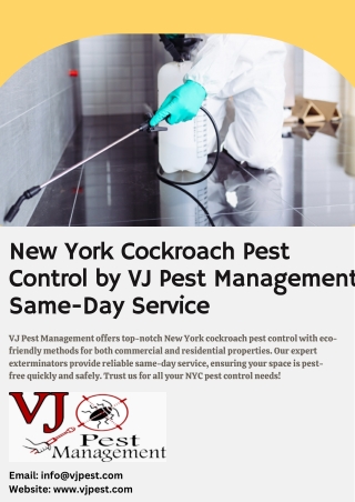 New York Cockroach Pest Control by VJ Pest Management Same-Day Service