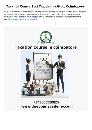 Taxation Course in Coimbatore | Best Taxation Institute in Coimbatore