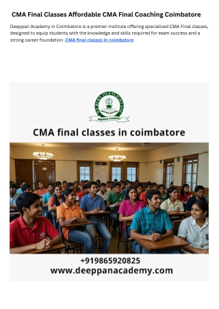 CMA Final Classes in Coimbatore Affordable CMA Final Coaching in CBE