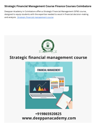 Strategic Financial Management Course Finance Courses in Coimbatore