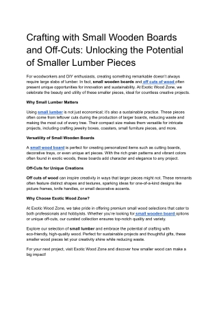 Crafting with Small Wooden Boards and Off-Cuts: Unlocking the Potential of Small
