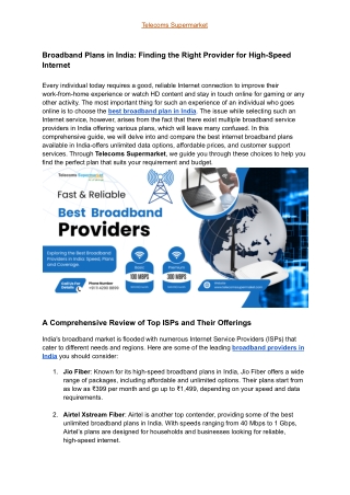 Broadband Plans in India_ Finding the Right Provider for High-Speed Internet