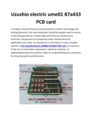 Uzushio electric ume01 87a433 PCB card