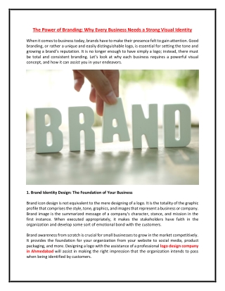 The Power of Branding: Why Every Business Needs a Strong Visual Identity