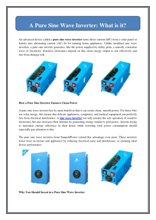 A Pure Sine Wave Inverter: What is it?