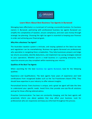 Learn More About Best Business Tax Agents in Burwood