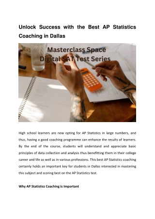 AP Statistics Coaching in Dallas