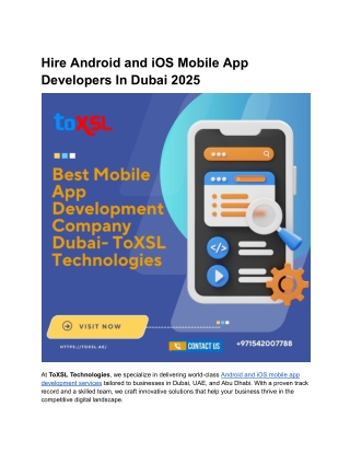 Hire Android and iOS Mobile App Developers In Dubai 2025