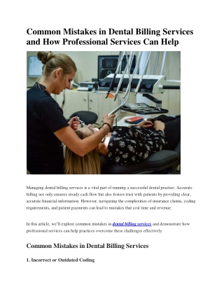 Common Mistakes in Dental Billing Services and How Professional Services Can Help