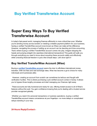 The Best Place to Buy Verified Transferwise Account