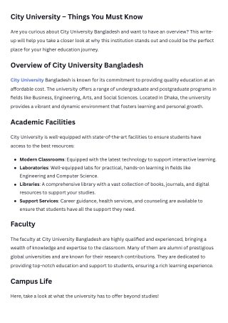 City University – Things You Must Know