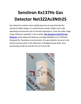 Sensitron Kx137Hs Gas Detector Net322As3Nth2S