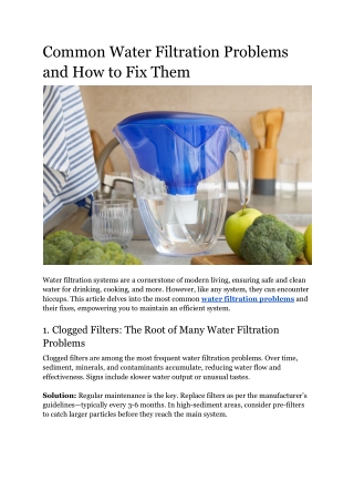 Common Water Filtration Problems and How to Fix Them