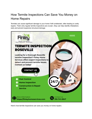 How Termite Inspections Can Save You Money on Home Repairs