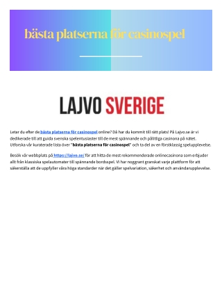 bästa platserna för casinospel