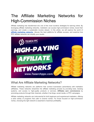The Affiliate Marketing Networks for High-Commission Niches