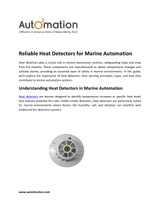 Reliable Heat Detectors for Marine Automation