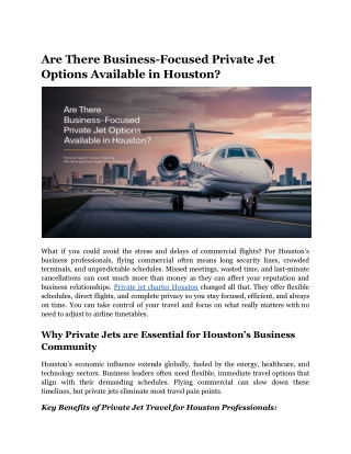 Are There Business-focused Private Jet Options Available in Houston_