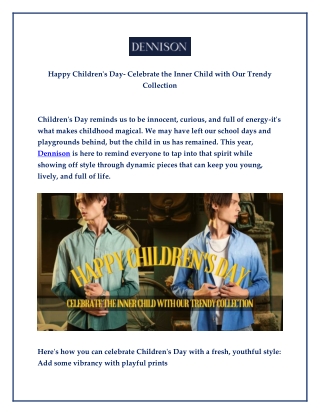 Happy Children's day- Celebrate the Inner Child with Our Trendy Collection